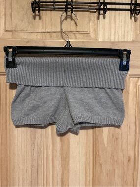 SHEIN Light Gray Ribbed Foldover Waist Shorts